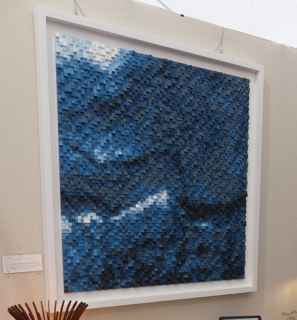 Tableau en mosaïque de résineux peint en tons bleus, Écume bleu, D'Créa